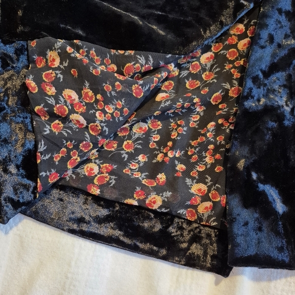 Sanctuary Womens Large Crushed Velvet Blazer Black Boho 70s Hippie Goth - Picture 2 of 8